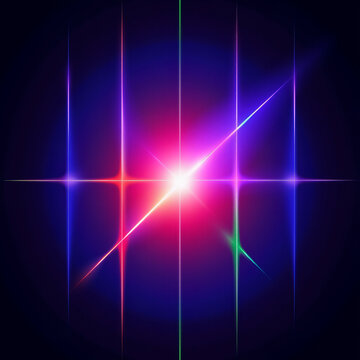  light painting photography. Vibrant streaks of multicolor neon light against dark background. Bright rays of glowing light