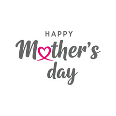Happy mother's day greeting text with heart symbol in pink, graphic design Vector, illustration