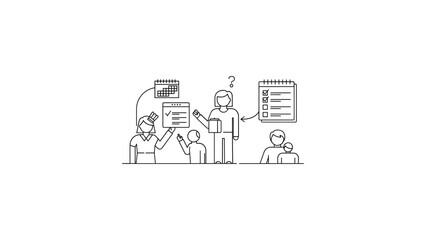 Naklejka premium Team members are planning and organizing tasks