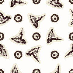 Religious prayer candle seamless vector pattern. Christian home decor background for sunday school bible study. Reflection lit candle all over print. 