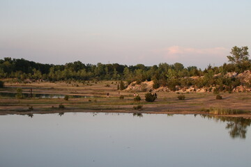 former quarry turned into park at sunset