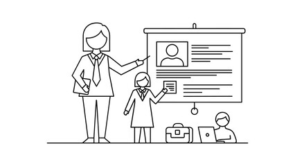 Business presentation with team members