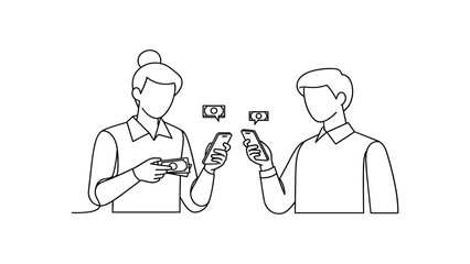 People transferring money with smartphone
