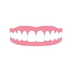 Naklejka premium Smiling healthy white teeth set with pink gums isolated on white background, dental care concept illustration Vector, illustration