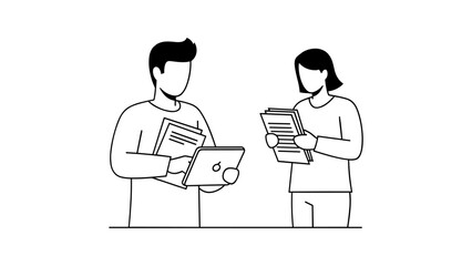 Business people discussing document