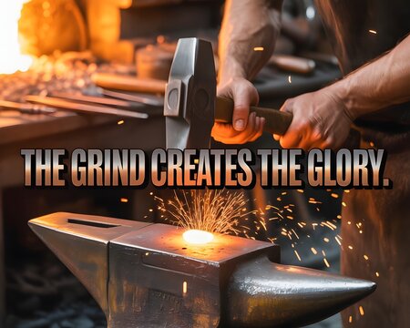 Blacksmith s hammer strikes hot metal on anvil sparks fly as work continues