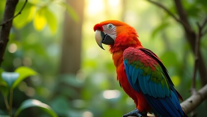 Obraz premium Colorful Parrot in Tropical Rainforest — Vibrant Exotic Bird Portrait