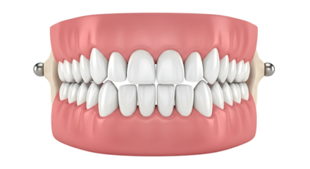 Dental model isolated on transparent background displaying teeth and gums anatomy