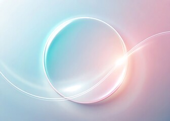 Abstract glowing circular frame with soft pastel gradients and light streaks