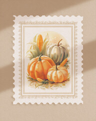Colorful pumpkins and corn decor on a light background for fall celebration