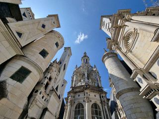 On the roof of the chateau de Chambord in the Loire valley in France