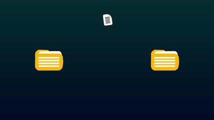 Two folders file transfer animation seamless loop with gradient background.