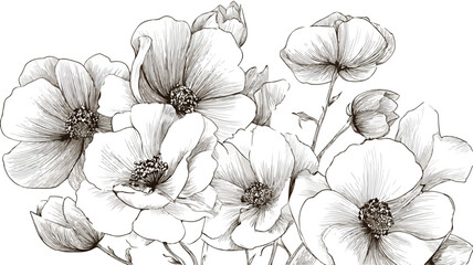 Vintage 2012 Flowers Drawing Vector Illustration