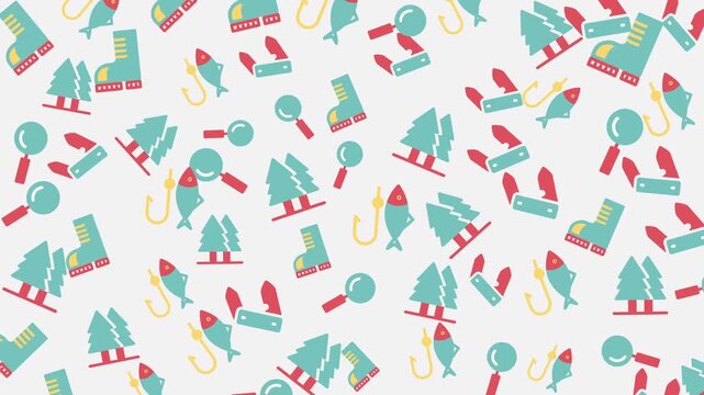 Seamless Vector Pattern Featuring Golf Clubs, Balls, Flags, and Trees in Abstract Graphic Design, Top View, Sport Recreation Concept