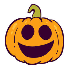 Whimsical Hand-Drawn Happy Jack-o'-Lantern Pumpkin Illustration for Festive Autumn Decor and Halloween Celebrations