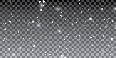 Element for winter design or overlay. Real snow over black background
