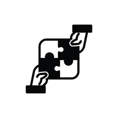 two hand connecting puzzle solid icon vector design good for web or mobile app