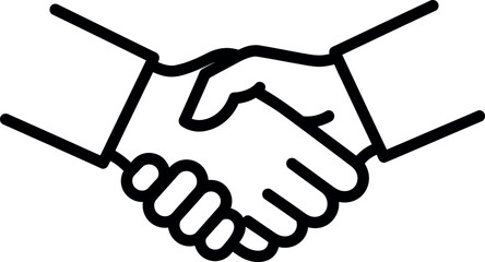 Vector Illustration of Handshake Icon, Business Partnership and Agreement Symbol, Clean Outline Design