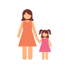 Mother and daughter holding hands, simple flat illustration, family love and connection Vector, illustration