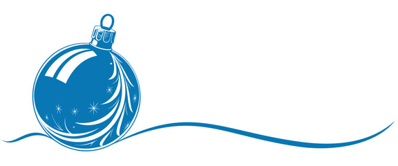 Vector illustration of  blue christmas ball with ribbon