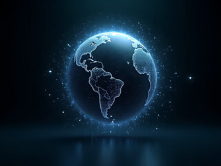 Digital Earth Globe Hologram, Global Network Connection, Technology Concept
