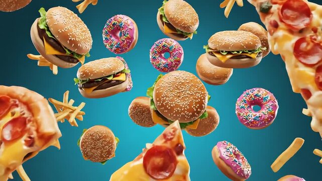 Conceptual Animation of a Fast Food Virus Exploding.
