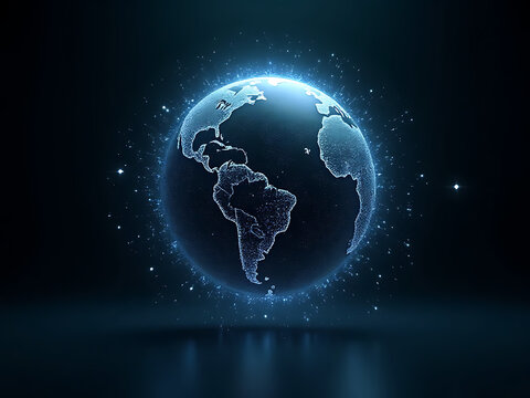 Digital Earth Globe Hologram, Global Network Connection, Technology Concept