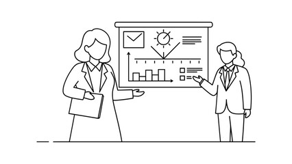 Businesswomen presenting company growth strategy