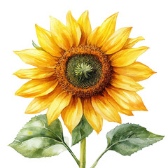 Naklejka premium Sunflower, watercolor clipart vector, isolated on a white background.