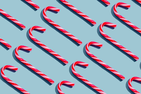 Candy cane pattern on light blue background