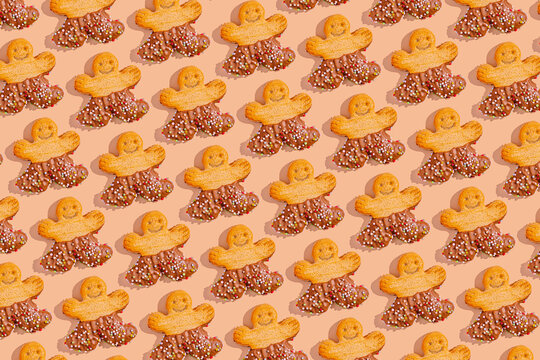 Gingerbread cookies with chocolate and sprinkle decoration