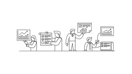 Business people analyzing data and charts
