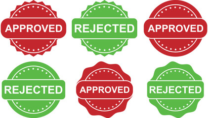Approved and Rejected Badges for Validation, Decision, and Status Concepts