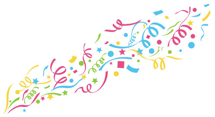 Celebration party streamers and confetti design for birthday or holiday event vector graphic illustration