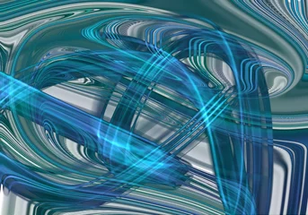 Fotobehang Fractal waves abstract blue background with lines  © monabbir