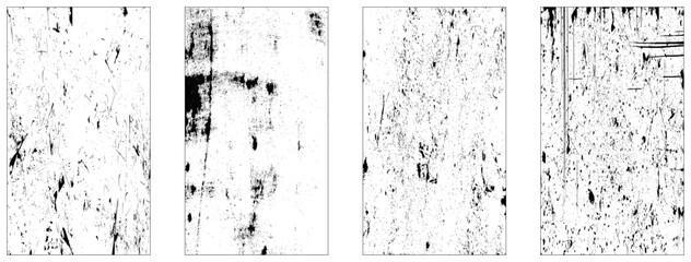 Set of Black and white grunge. Distress overlay texture. Surface dust and rough dirty wall background concept.. set dirty wall texture background on white  background