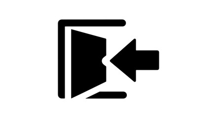 Black icon representing an open door with an arrow indicating entry