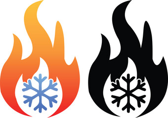 hot fire with cold snowflake icon