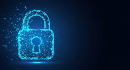 Abstract Digital Lock Icon with Network Particles security