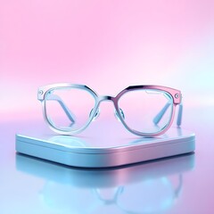 glasses on a blue background