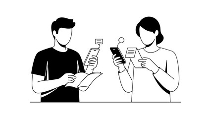 Business people using smartphone