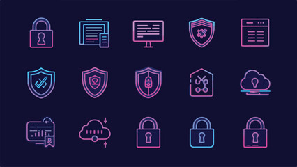 Cybersecurity and Data Protection Icon Collection