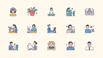 Workplace Wellness and Mindfulness Icon Pack
