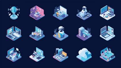 Future of Work and Innovation Technology Icon Set