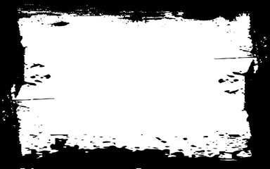 Dirty distressed paint brush abstract grunge frame. Black grunge brush painting border frame blank space background. lack and white grunge photo frame 