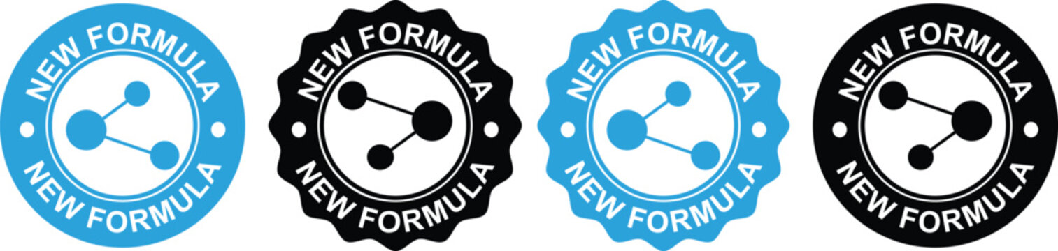 New Formula Product Label Design &ndash; Modern Badge for Updated, Improved, and Innovative Product Packaging