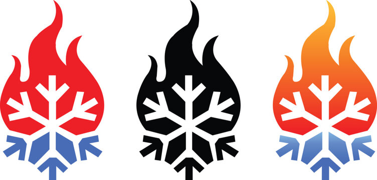 hot fire and snowflake icon
