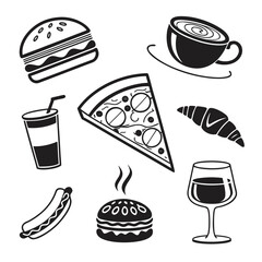 Outline illustration of fast food