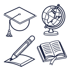 Back to school vector illustration with graduation cap and school supplies