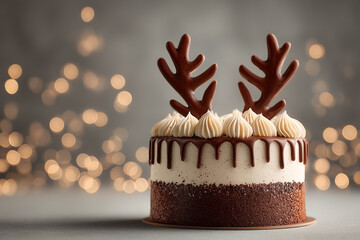 Chocolate reindeer Christmas cake